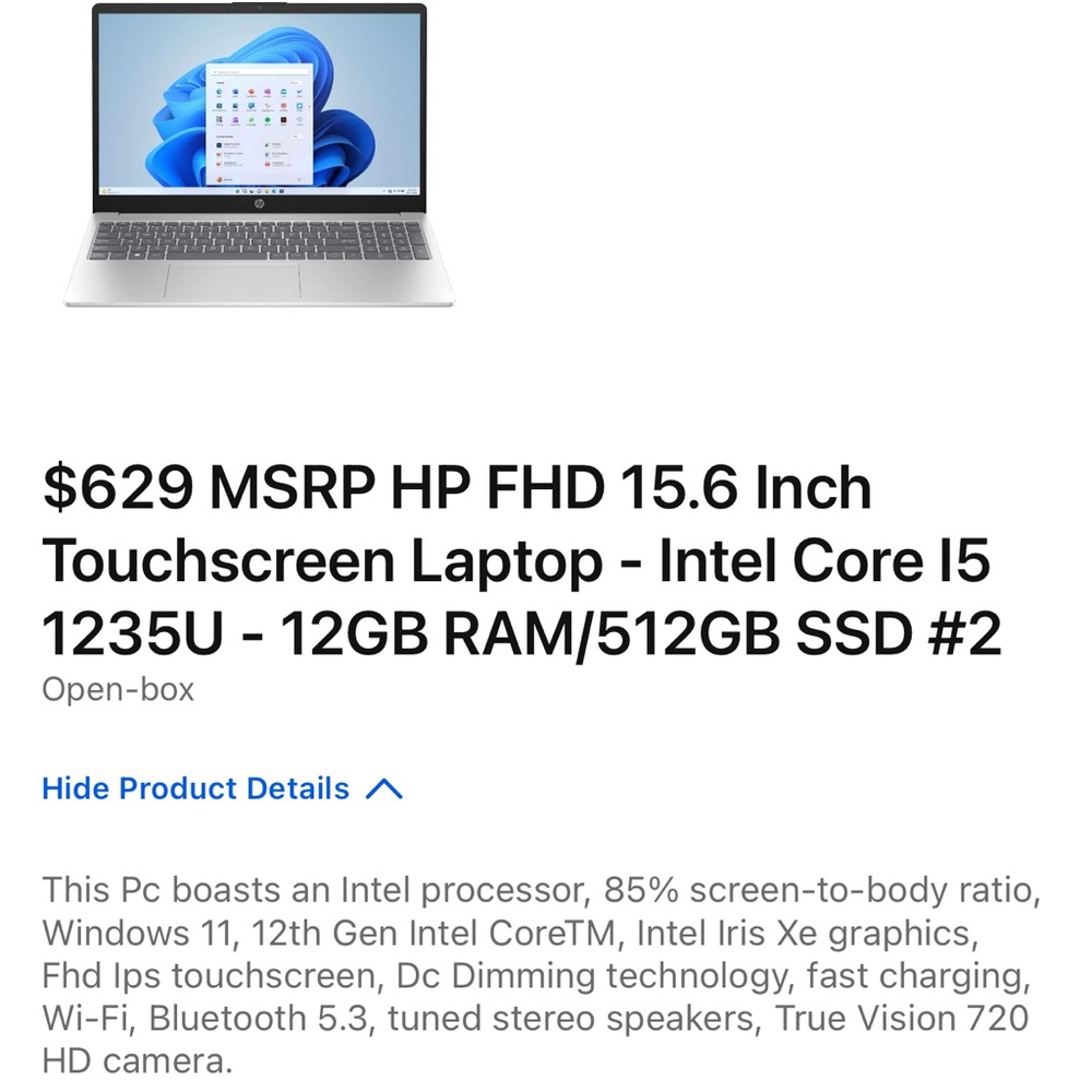 HP 15.6 Inch Touchscreen Laptop - Silver